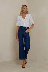 Soft stretch cotton denim close-up