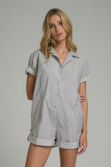 A model wearing a woman's cotton playsuit