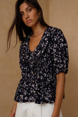 Gaia Top - Bijou Floral Navy