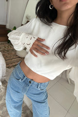 Folke Wrap Embroidered Top - Ivory