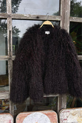 Dark brown fluffy winter coat