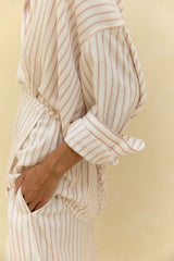 stripes long sleeve shirt detail photo with rolled cuff