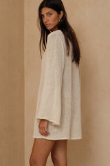 Relaxed A-line cotton mesh mini dress for summer
