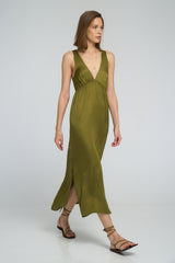 Front view of Amazonia Dress in Olive by LILYA