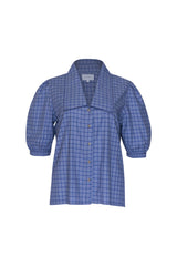 Blue checkered shirt on a white background