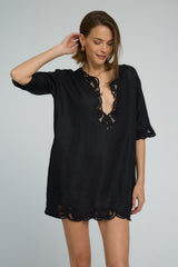 Delicate cutout embroidery on Bellini Dress fabric