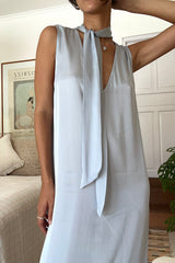 Relaxed fit silk-look Sirocco Dress close-up view