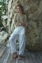 Easy pull-on pants designed for movement and warm weather comfort