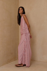 Amalfi Stripe resort dress with relaxed silhouette and soft curved neckline