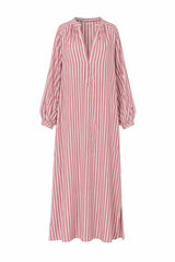 Amalfi Stripe maxi dress with balloon sleeves and side pockets