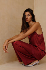 Lightweight satin pants with elasticated waistband and soft drape