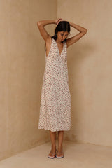 Floral midi dress in Prairie Floral with soft drape and feminine neckline