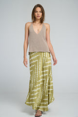 Subtle sheen detail on viscose tie dye skirt