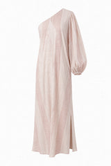 Ghost showing details of one shoulder midi dress perfect for nice lunches and events