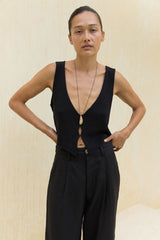 Casual and versatile black knit vest for women