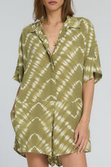 Relaxed-fit playsuit with button-up front and collar