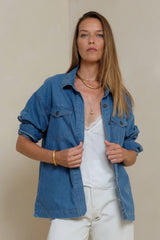 Denim-inspired jacket with double chest pockets