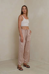 Rayon striped wide-leg trousers