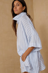 LILYA Georgie Shirt in Soleil Stripe Blue.