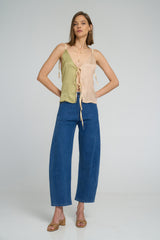 Cropped tapered stretch denim jeans by LILYA Guildford