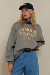Oversized cotton sweatshirt with sand logo