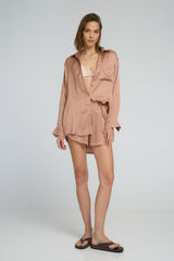 Close-up of soft-washed viscose fabric on Roshi Shirt