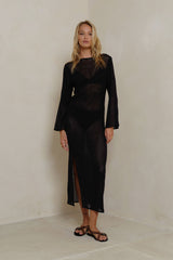 Bohemia Mesh Dress in Black with long sleeves