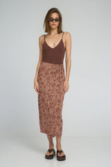Hana Wrap Skirt Mystic Wisdom Rust full length view