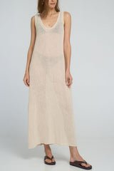 3. Safran Natural mesh dress with relaxed maxi silhouette and scoop neckline