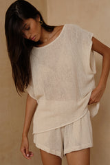 Seychelles Mesh Tank in Natural with wide neckline