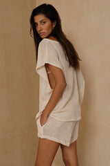 Lightweight Natural cotton mesh top for summer