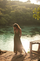 Empire waist detail of silky viscose dress