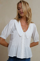 Soft puff sleeve detail on rayon blouse