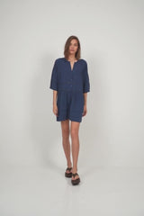 Easy wear ocean blue mini dress with lace trim detail