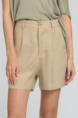 Front view of LILYA Pyramid Short in neutral sand linen