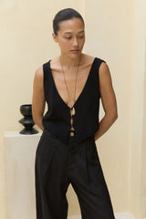 Lightweight black cotton tank for layering
