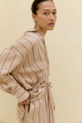 Soft pink striped wrap blouse by LILYA