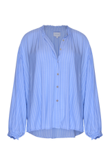 Blue striped womens long sleeve top