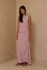 Comfortable summer maxi dress with adjustable shoulder ties and breathable fabric