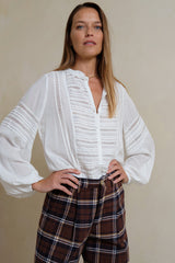 LILYA Persia Top white button-through blouse