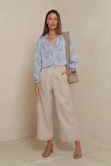 womens tailored linen pants high waist relaxed wide leg style