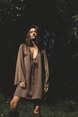 Chocolate brown dress flattering for women over 40 and 50