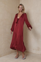 Shiny red satin viscose dress for daytime or evening