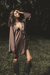 Easy pull-on dress with soft drape and movement