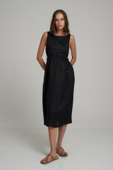 Ainu Linen Dress - Black