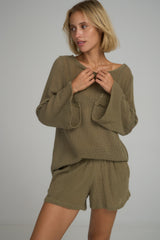 The Allegra Mesh Top in Khaki by LILYA