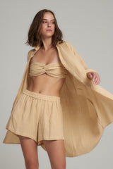 A Model Wearing a Natural Cotton Summer Short