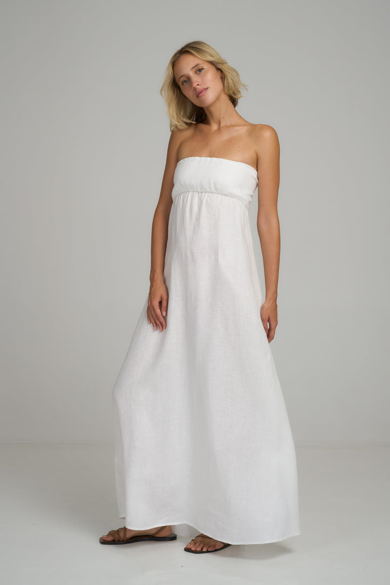 The Dani Linen Dress in Ivory by LILYA