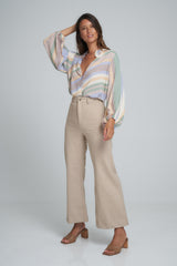 A Woman Wearing the Daylesford Pant in Dusty Pink by LILYA