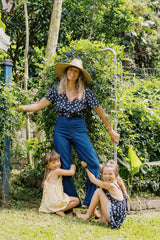 Jess wearing the stretch cotton denim jeans for the LILYA X JKB Collaboration